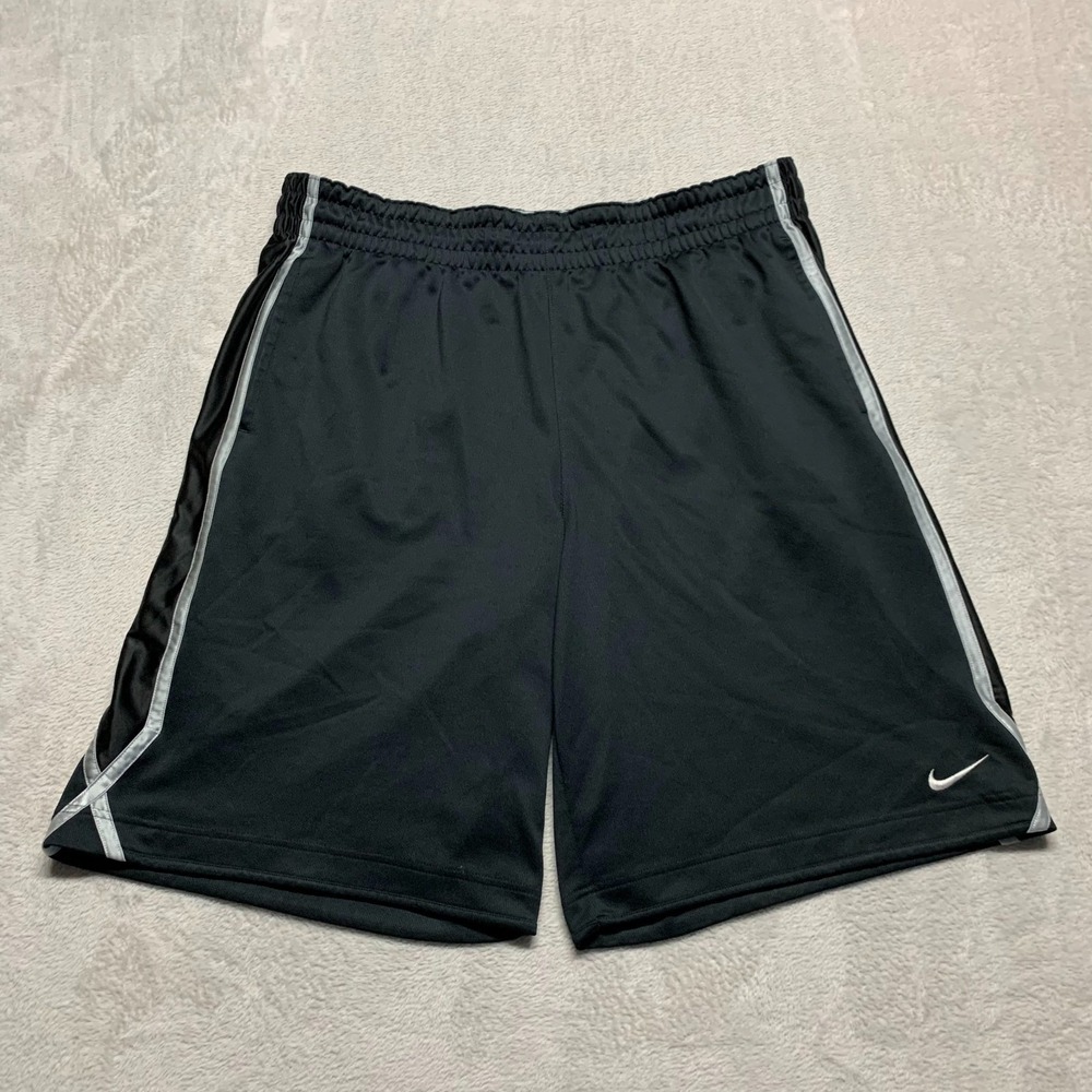 Vintage Y2K Nike Dri-fit Basketball Shorts Men's XL Black‎ Gray Stripe